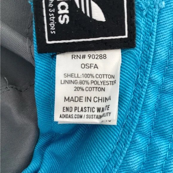 addidas Womens Washed Sky Rush Blue/White Trefoil Bucket Hat - Picture 5 of 6